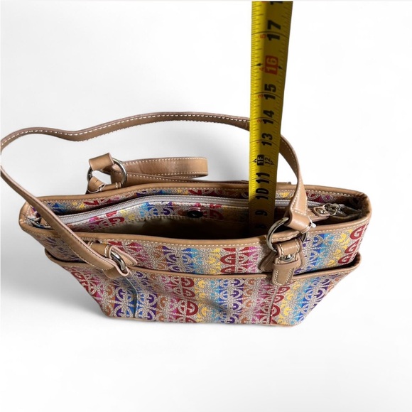 NEW Giani Bernini Rainbow Mulitcolor Logo Tote Bag Snap Closure Double Straps - Picture 8 of 8